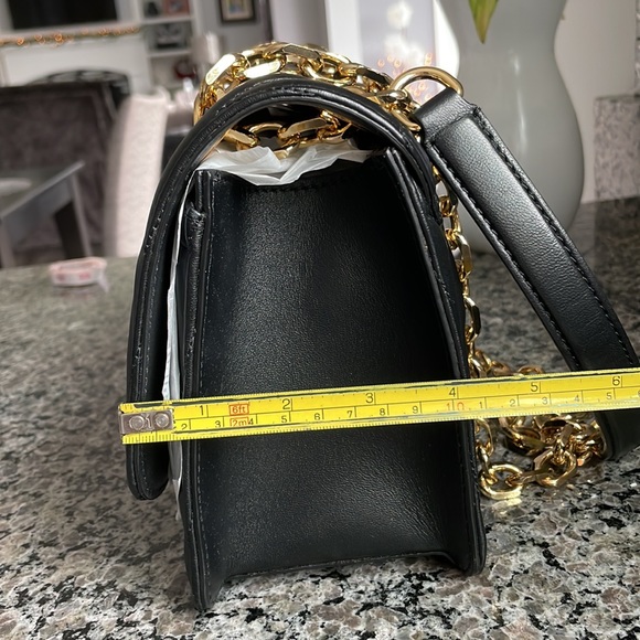 Authentic Moschino m logo monogram medium crossbody bag black and gold - Picture 13 of 16